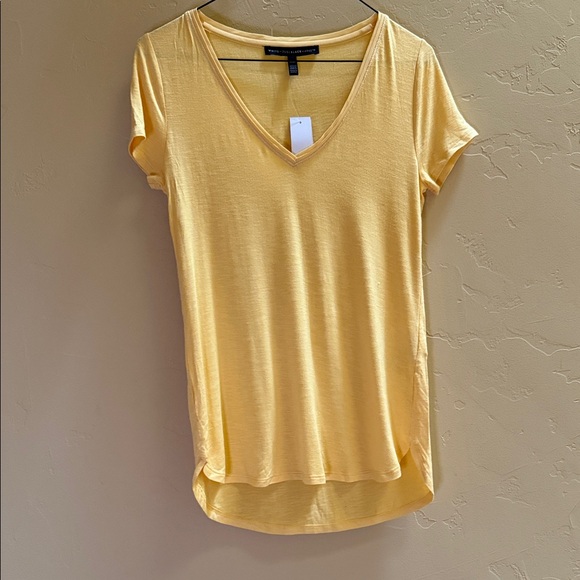 White House Black Market Tops - White House Black Market Yellow V-Neck Tee